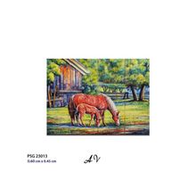 керамическое панно-PSG-23013 лошадь с жеребёнком