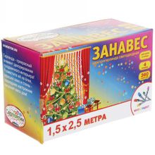 Занавес уличный 1,5*2,5м., 360LED, прозрач.пров,Мульти,4 режима,(можно соединять). 196-502