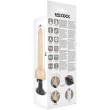 Телесный вибромассажёр на мощной присоске Basecock Realistic Vibrator Remote Control - 21 см. (244486)