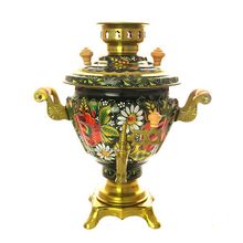 Набор cамовар электрический 2 литра с художественной росписью "Маки на черном", арт. 110386