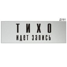 Информационная табличка «Тихо идет запись» прямоугольная Д191 (300х100 мм)
