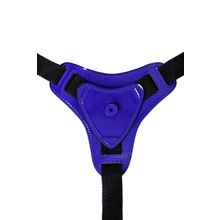 Фиолетовый силиконовый страпон - 14,5 см. фиолетовый с черным