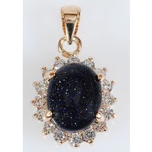 Кулон с авантюрином "Овал в цирконах"