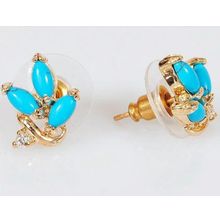 Серьги с бирюзой "3 камня"