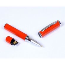 Недорогая оранжевая флешка в виде ручки