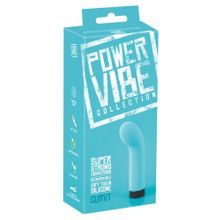  Бирюзовый мини-вибратор с загнутой головкой Power Vibe Curvy - 12 см.