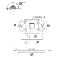 Foresti & Suardi Петля для складного стола из хромированной латуни Foresti & Suardi 190.C 65 x 30 мм