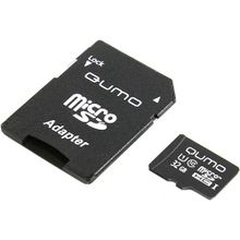 Qumo Карта памяти Qumo microSDHC class 10 UHS-I U1 32GB + SD adapter