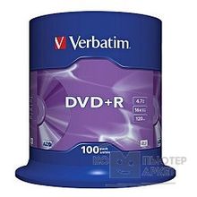 Verbatim Диски DVD+R 4.7Gb 16-х, 100шт, Cake Box 43551