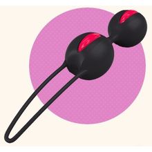 Fun Factory Чёрно-розовые вагинальные шарики Smartballs Duo