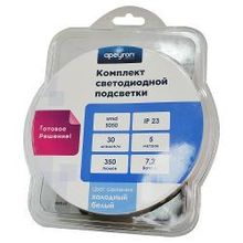 Комплект светодиодной подсветки, 12В, 5 м,  холодный белый smd 5050, 30 led м, IP23