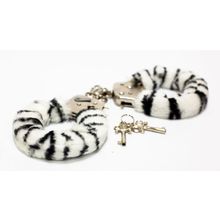 Toy Joy Меховые наручники с окраской под зебру (зебра)
