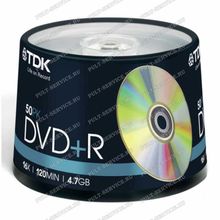 Диск TDK DVD+R 4.7GB 16X кейкбокс (50)