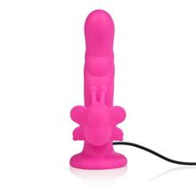 California Exotic Novelties Розовый силиконовый вибратор Love Rider Butterfly Lovers - 18 см.