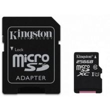 sdc10g2 256gb (Карта памяти micro sdxc kingston, 256 Гб, class 10 u1 uhs-i, чтение: 90Мб с, запись:  45Мб с, с адаптером)