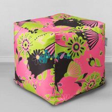 MyPuff пуфик мешок Кубик Цветы розовые, мебельный хлопок: k_557