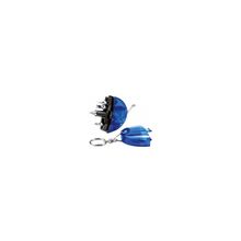 Брелок-рулетка с набором отверток и фонариком синего цвета