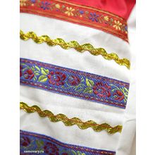 Русский народный костюм для танцев хлопковый комплект красный "Дуняша": сарафан и блузка, XL-XXXL