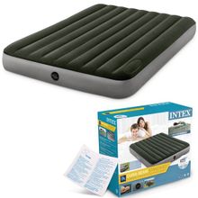 Двуспальный надувной матрас Intex 64763 Downy Airbed + насос (152х203х25см) (1124379)