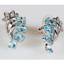 Серьги с (RH) голубым фианитом "Ягодная гроздь"