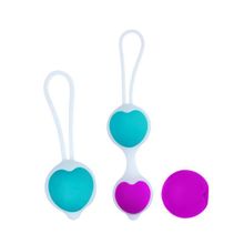 Baile Набор из фиолетово-голубых вагинальных шариков с сердечками