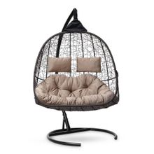 Кресло кокон подвесное SEVILLA TWIN коричневое + каркас