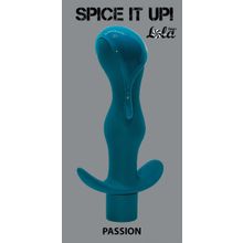 Lola toys Бирюзовая фигурная анальная пробка с вибрацией Passion - 14 см.