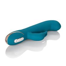 Бирюзовый вибратор с изогнутой головкой Jack Rabbit Signature Silicone Rocking  G  Rabbit - 20 см.