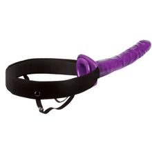 Pipedream Мужской полый фиолетовый страпон 10  Purple Passion Hollow Strap-On - 24 см. (фиолетовый с черным)