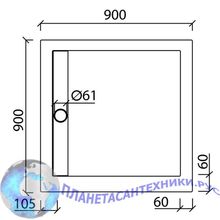 Душевой поддон Aquanet Stone Lite GB900S 90x90 (с ножками и панелью)