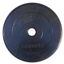 Диск обрезиненный черный Atlet Barbell d-51 15 кг