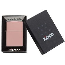 Зажигалка розовое золото глянцевая Zippo с покрытием High Polish Rose Gold