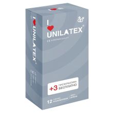 Презервативы с рёбрами Unilatex Ribbed - 12 шт. + 3 шт. в подарок