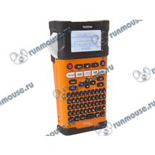 Термотрансферный принтер Brother "PT-E300VP", для печати этикеток, 18мм, портативный, оранжево-черный [135045]