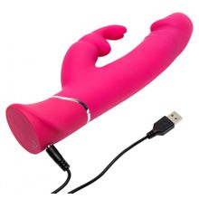 Розовый вибратор-кролик Realistic Dual Density Rechargeable Rabbit Vibrator - 25,5 см. (225594)