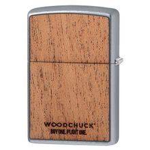 Зажигалка серебристая матовая Zippo Woodchuck USA Explore с покрытием Street Chrome