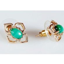 Серьги с малахитом "Сердечки"