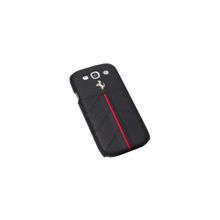 Кожаный чехол на заднюю крышку Samsung Galaxy S3 (i9300) Ferrari Hard California, цвет черный с красным (FECFGS3B)