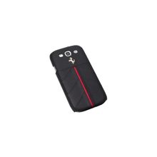 Кожаный чехол на заднюю крышку Samsung Galaxy S3 (i9300) Ferrari Hard California, цвет черный с красным (FECFGS3B)