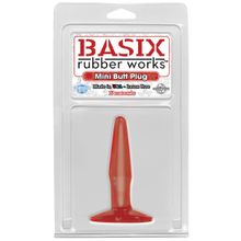 Pipedream Маленькая красная анальная пробка Basix Rubber Works Mini Butt Plug - 10,8 см. (красный)