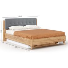 Алмаз. Любимый дом Марта-2 Кровать 1600 (с ПМ и мягкой накладкой, точечная утяжка Neo 25) (Дуб Золотой Глубокий серый)