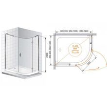 Душевой уголок Cezares Bergamo RH1 (120x100) (правый) прозрачное стекло