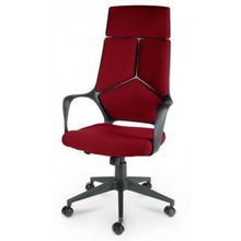 Кресло офисное IQ черный пластик темно-красная ткань