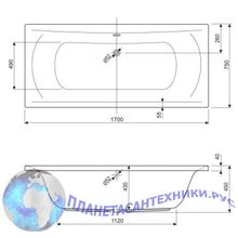 Акриловая ванна CEZARES ARENA 170х75х45