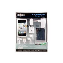 Аксессуары 7 в 1 для iPhone 4, белый (АЗУ + СЗУ + кабель + чехол + наушники +з ащитные пленки(2)), Dexim DPA074C-W