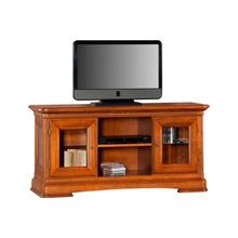 Тумба под телевизор широкая с остекленными дверками