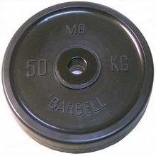 Диск обрезиненный черный МВ Barbell 50 кг, евро-классик