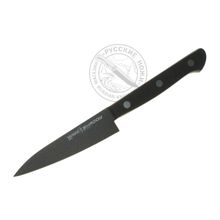 Нож кухонный SH-0011 "SAMURA SHADOW", овощной , с покрытием "BLACK FUSO",100 ММ, AUS-8,G-10