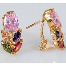 Серьги с mix фианитом "Кабошон с колоском"