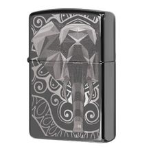 Зажигалка черная глянцевая Zippo Elephant Fancy Fill Design с покрытием Black Ice